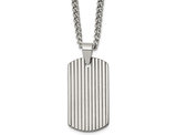Mens Polished Tungsten Line Pendant Necklace with Chain (22 Inches)